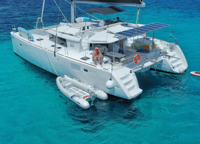 catamaran ibiza 7 day charter lagoon 450F oneno