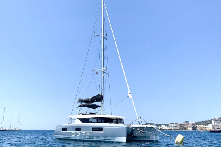 Catamaran lagoon 46 anchoring in Ibiza
