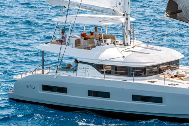 Flybridge of catamaran Lagoon 55