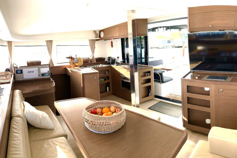 saloon an kitchen catamaran ibiza Lagoon 42